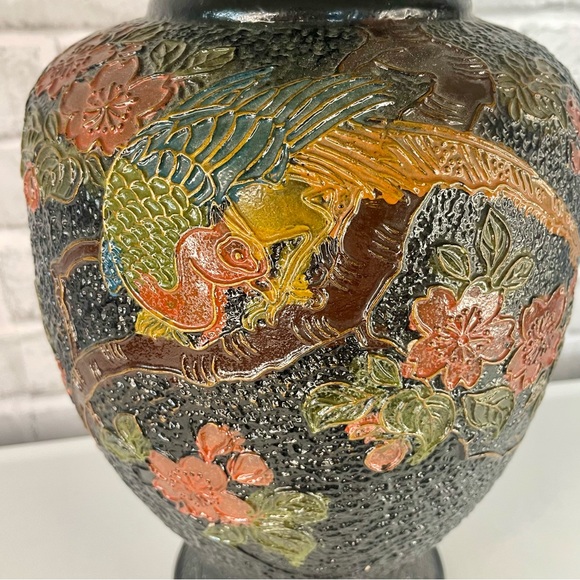 Vintage Large Japanese Tokanabe Ware Vase Pottery Hand Painted Floral Asian - Picture 3 of 11